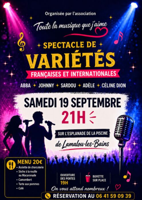 REPAS SPECTACLE "VARIÉTÉS FRANÇAISES ET INTERNATIONALES"