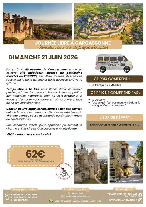 EXCURSION EN BUS JOURNÉE LIBRE A CARCASSONNE