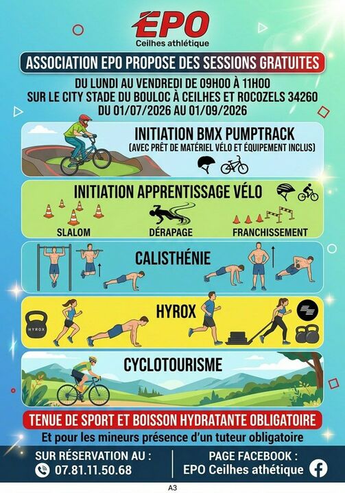 ACTIVITÉS SPORTIVES : CALISTHÉNIE BMX HIROX CYCLOTOURISME