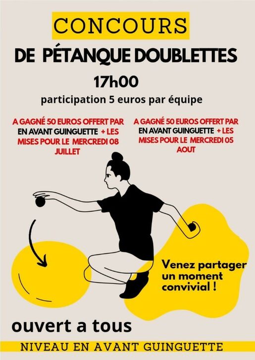 CONCOURS DE PÉTANQUE EN DOUBLETTES