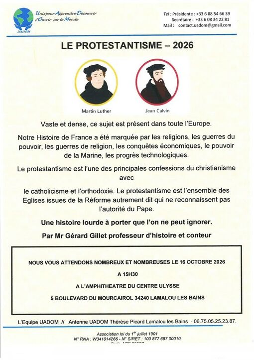 CONFÉRENCE : LE PROTESTANTISME