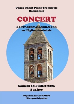 SAINT-GERVAIS-SUR-MARE - CONCERT ORGUE CHANT PIANO ET TROMPETTE