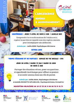 BEDARIEUX - CONFÉRENCE - L'ADOLSECENCE : REPÈRES ET ACCOMPAGNEMENT