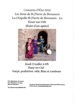 LA TOUR-SUR-ORB - CONCERT HARP EN CIEL : PSALTÉRION, VIÈLE, FLÛTE, TAMBOUR