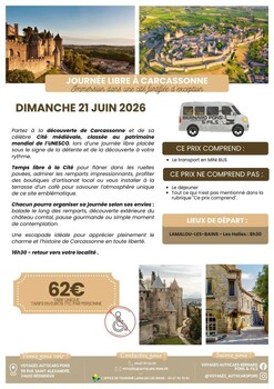 LAMALOU-LES-BAINS - EXCURSION EN BUS JOURNÉE LIBRE A CARCASSONNE