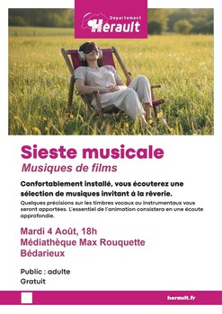 BEDARIEUX - SIESTE MUSICALE SPÉCIALE MUSIQUES DE FILMS