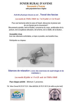 AVENE - SÉANCE DE RELAXATION, MÉDITATION ET SOPHROLOGIE