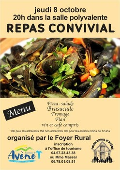 AVENE - SOIRÉE CONVIVIALE AVEC BRASUCADE DE MOULES