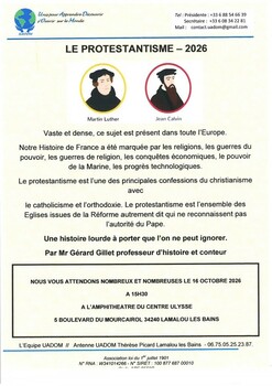LAMALOU-LES-BAINS - CONFÉRENCE : LE PROTESTANTISME