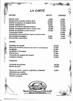 Carte ©La Table du Gatinié