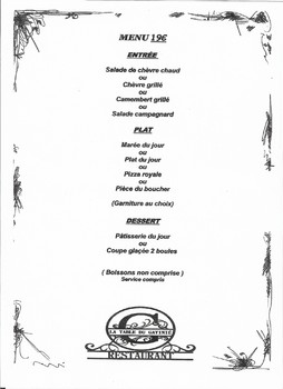 Menu 19e ©La Table du Gatinié